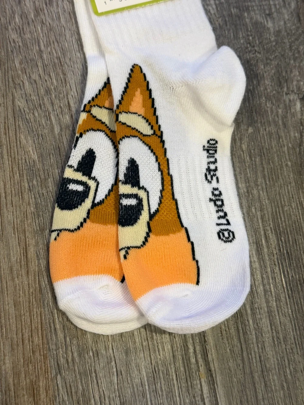 Kids White Socks with Orange Cartoon Fox Face